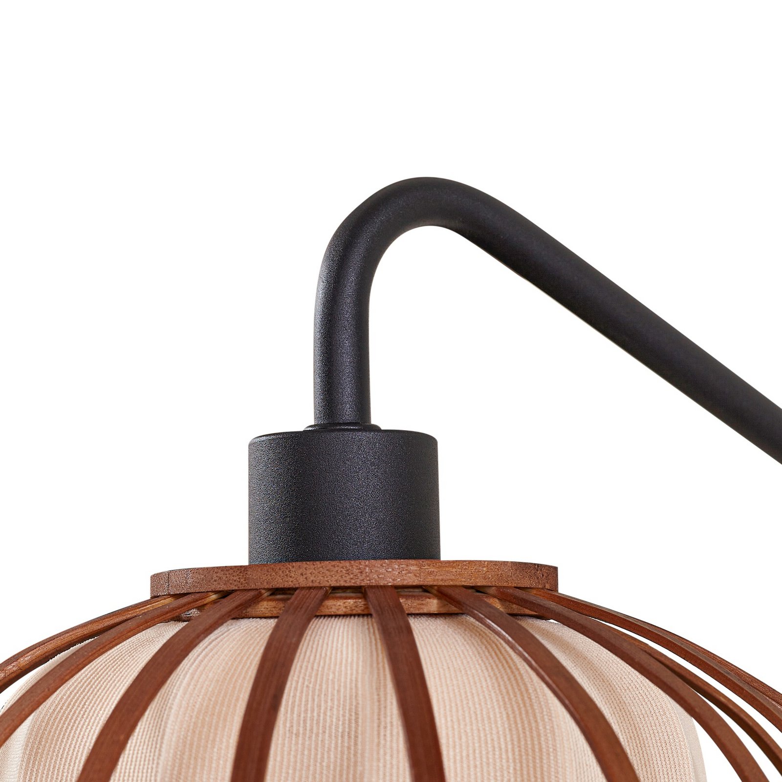 Lindby Applique murale Davella, Ø 26 cm, noir, bambou, textile