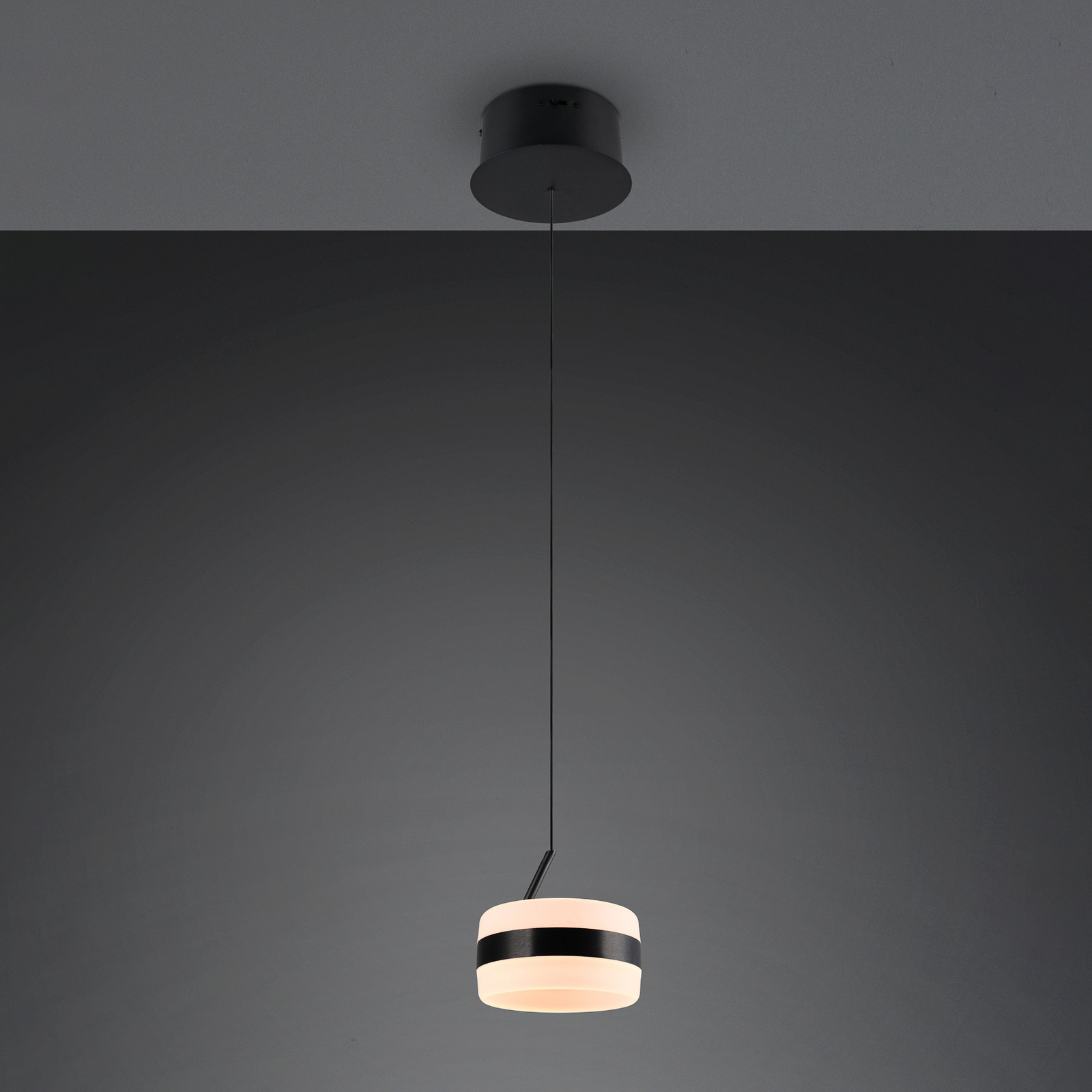 Candeeiro suspenso LED Dios, preto, Ø 15 cm, metal, CCT Candeeiro suspenso LED Dios, preto, Ø 15 cm, metal, CCT