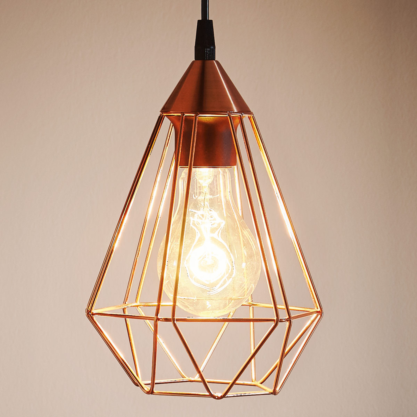 Hanglamp Tarbes, 1-lamp, 17,5 cm, koper