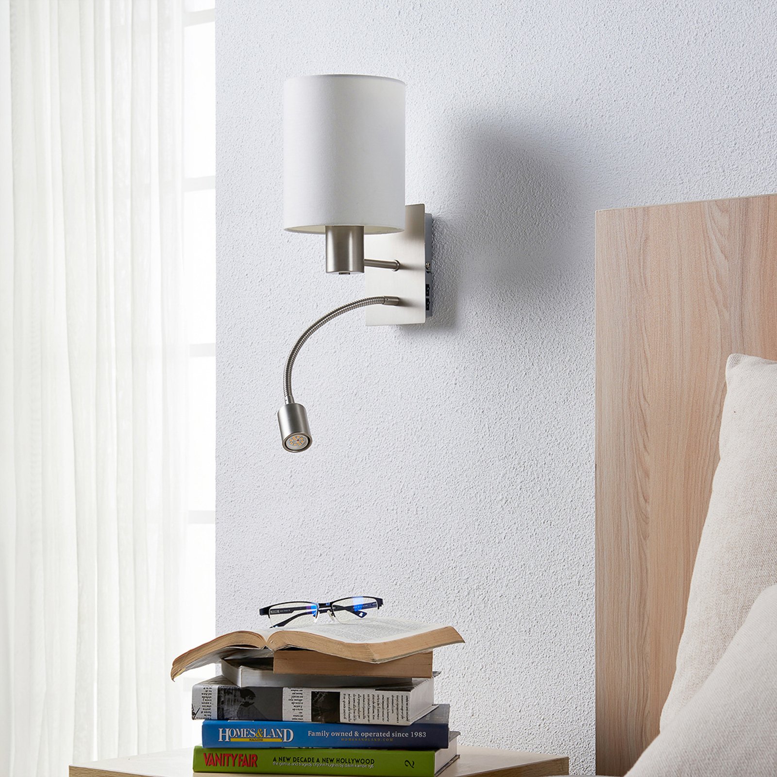 Lindby Shajan текстилна стенна лампа LED лампа за четене комплект от 2