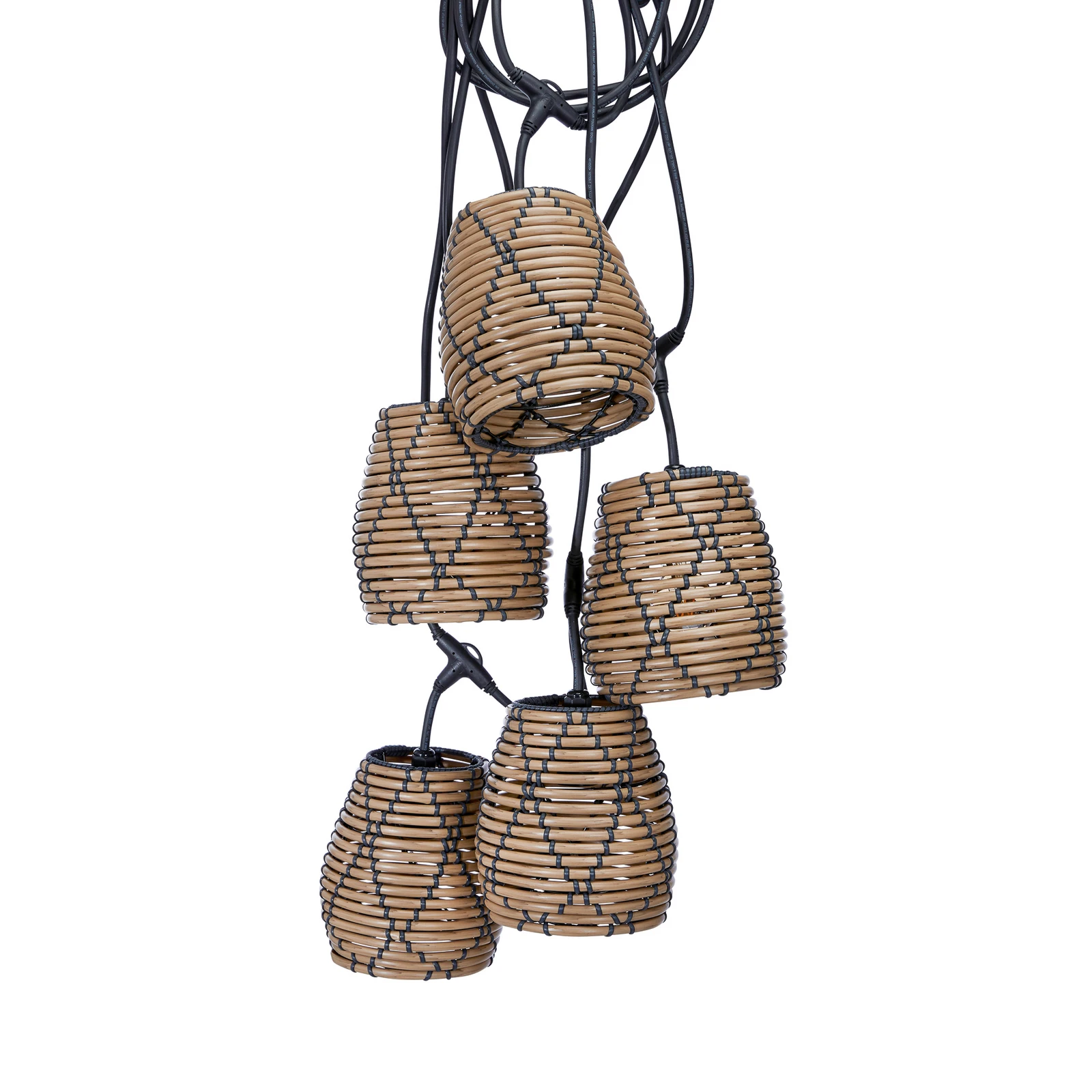PR Home Guirlande lumineuse d'extérieur Lollo, aspect rotin, à 5 lampes