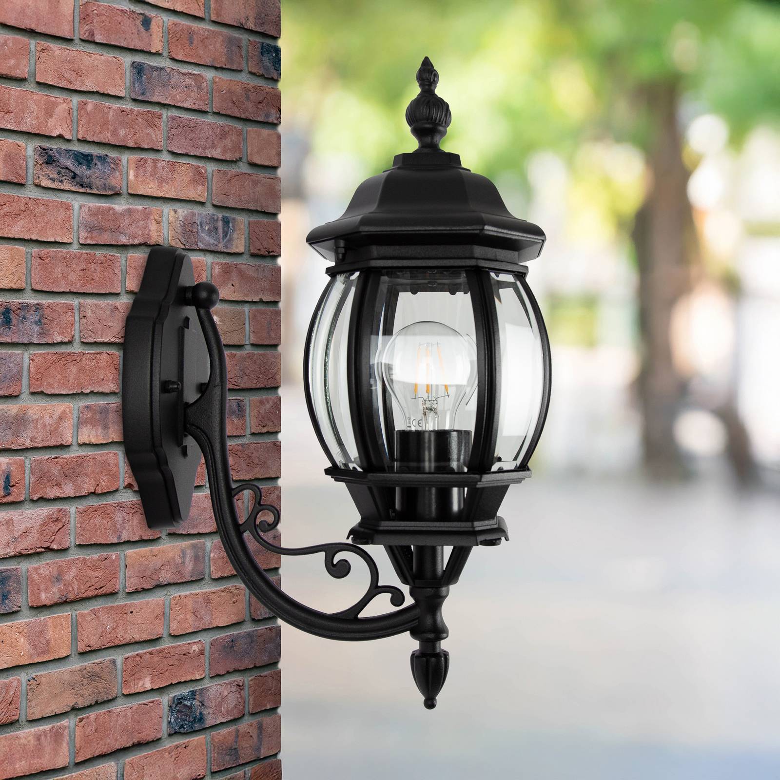 Außenwandlampe Andrew Kristallglas stehend schwarz günstig online kaufen