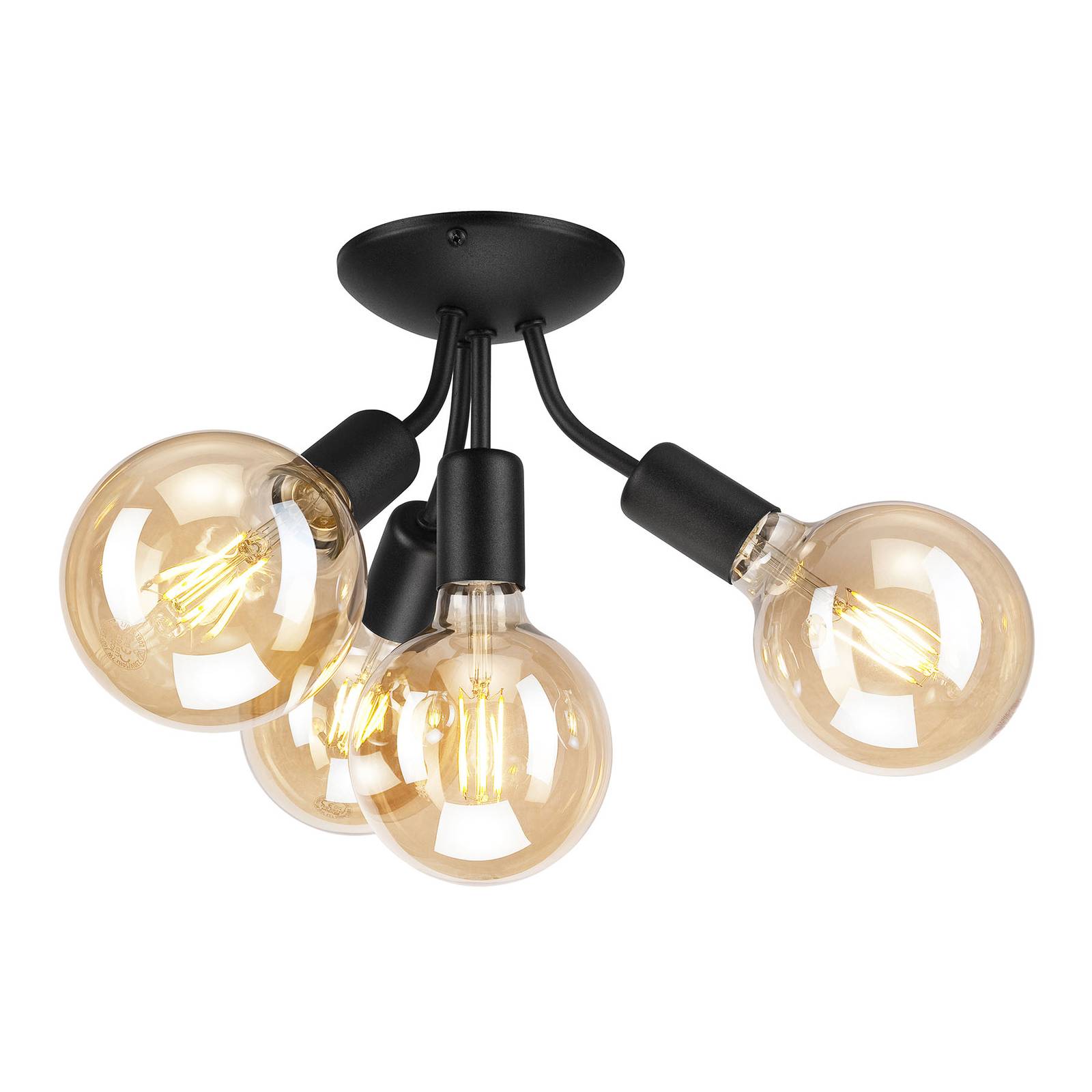 Fassungs-plafondlamp Go, 4-lamps, zwart