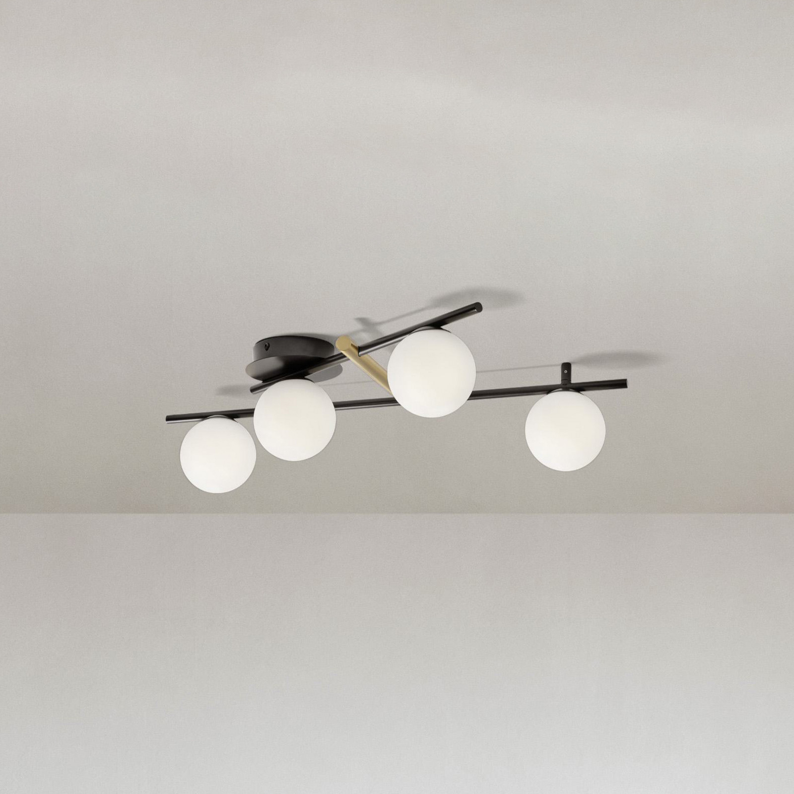 miloox by Sforzin Plafonieră Kika 4 becuri alb/negru metal sticlă - Camera de zi / sufragerie - Design - negru alb auriu