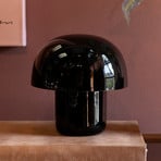 Kare galda lampa Mushroom, melna, metāls, 20 cm, E14