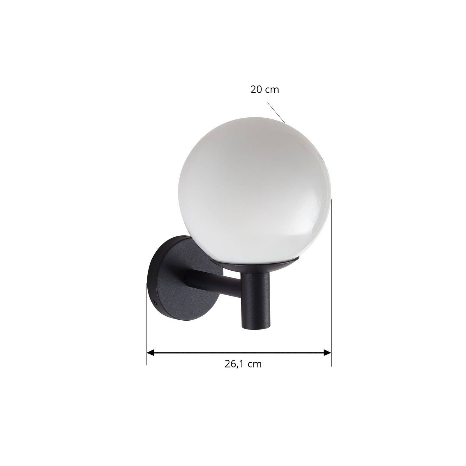 Dangan buitenwandlamp Ø 20 cm wit glas IP44 - Lindby Dangan buitenwandlamp Ø 20 cm wit glas IP44 - Lindby