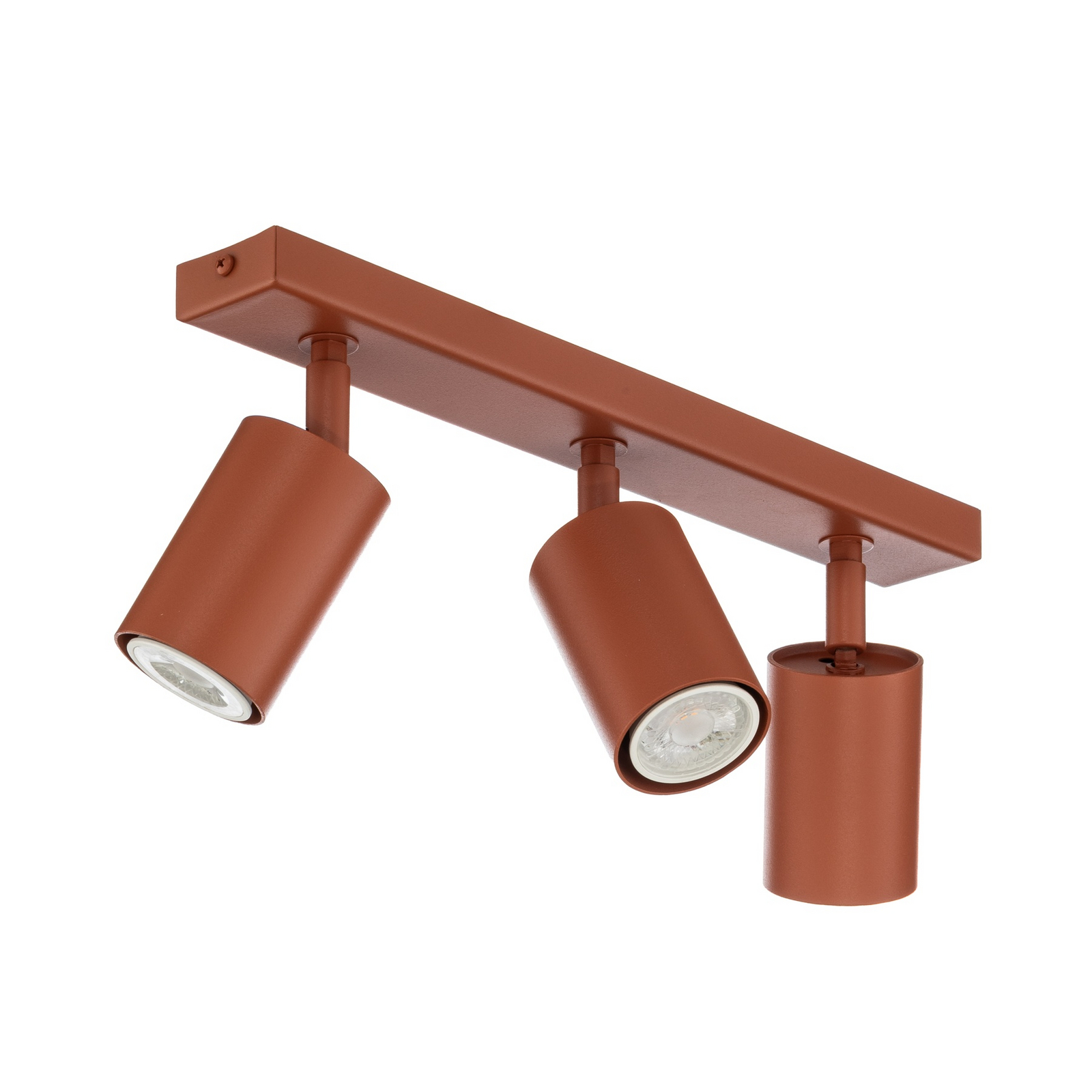 Spot de tavan Zoom, 3 becuri, roșu, oțel, GU10