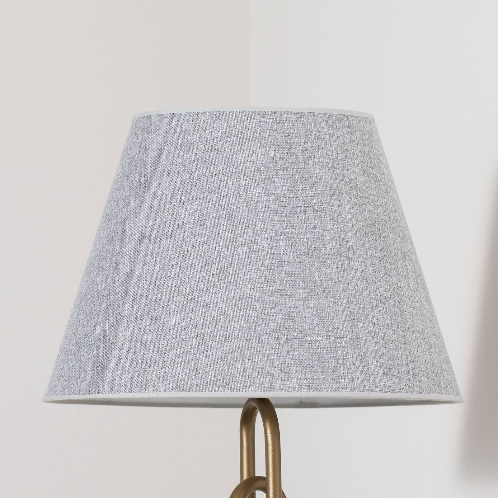 Lampa stołowa Lazar, szaro-złota antyczna, wysokość 65 cm, tekstylia/metal