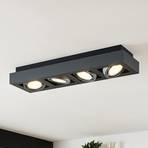 Faretto da soffitto Ronka, a 4 luci, lungo, grigio scuro