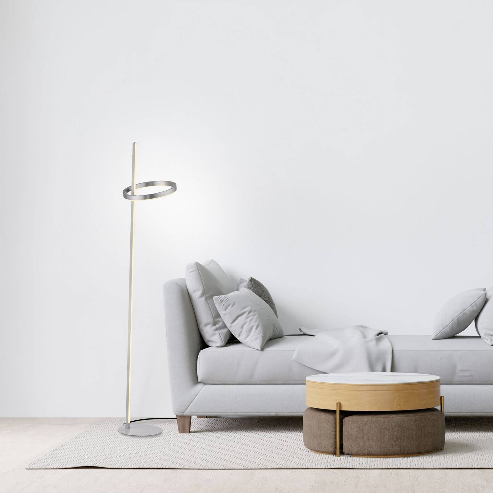 JUST LIGHT. LED-Stehlampe Ritus silber Eisen Dimmer 3.000 K günstig online kaufen