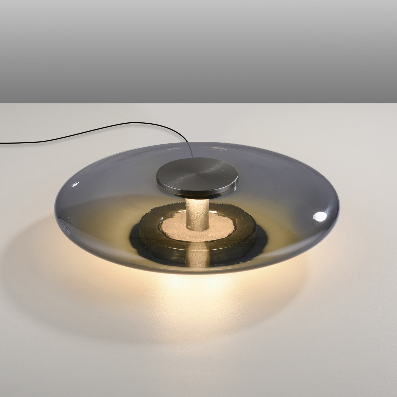 PURE LED stolna svjetiljka Vitrum sivo staklo/aluminij osjetljiv na dodir