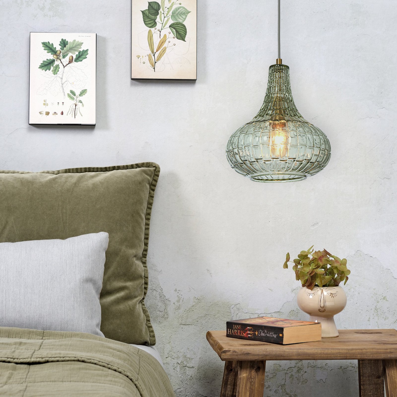 Het gaat over RoMi hanglamp Venetië, groen, druppel, glas