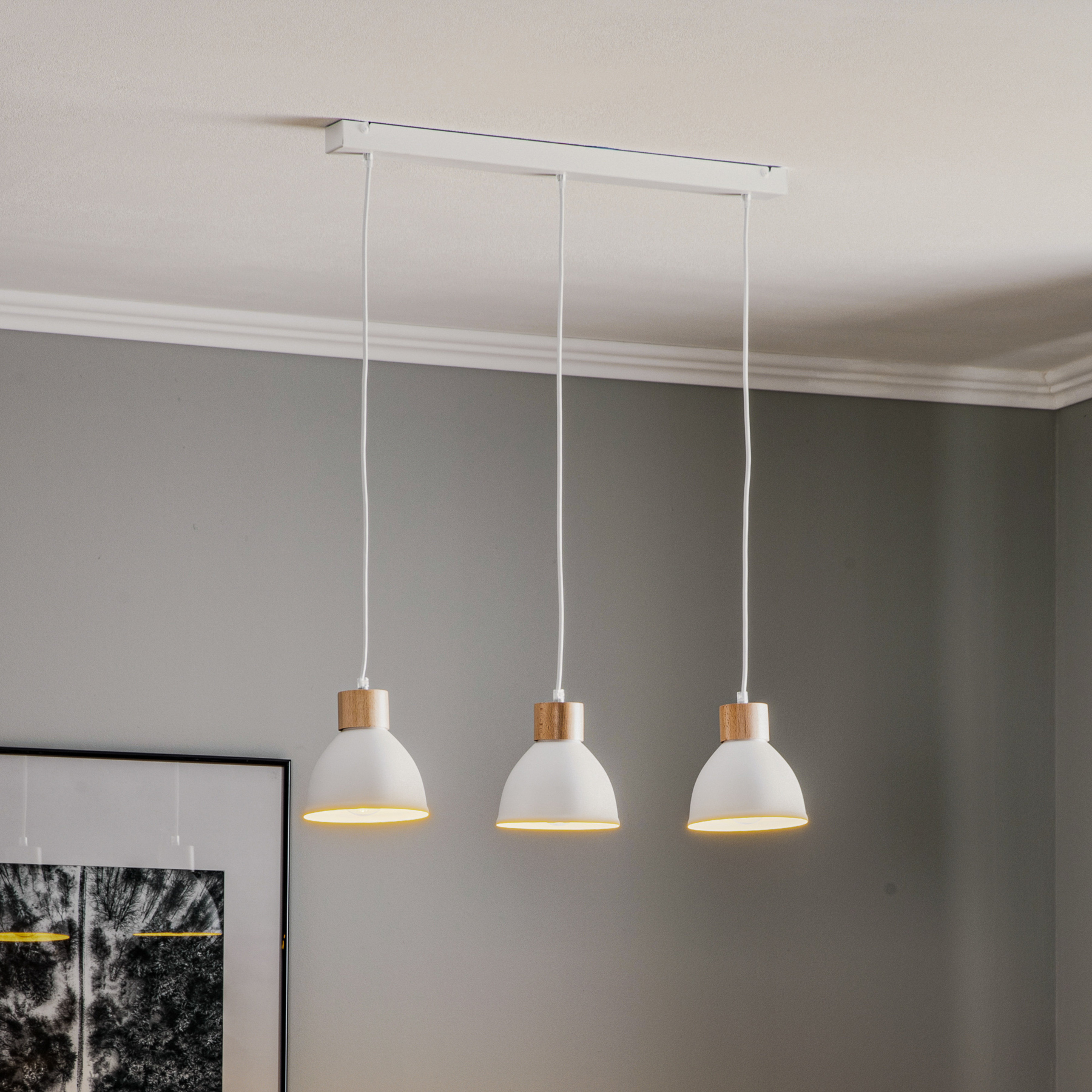 Envostar Tira suspension à 3 lampes, blanc