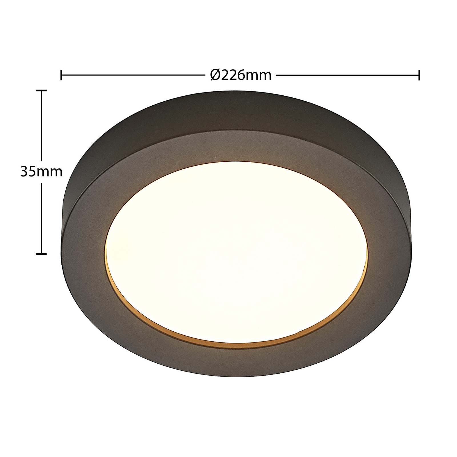 Prios Edwina LED-loftslampe, sort, CCT, 22,6 cm