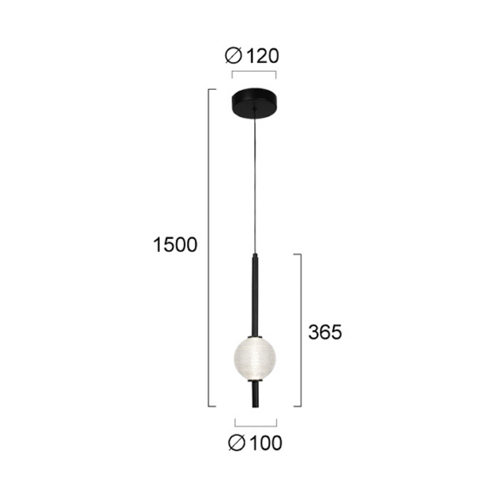 LED hanglamp Abeona, Ø 10 cm, zwart/helder, metaal/glas