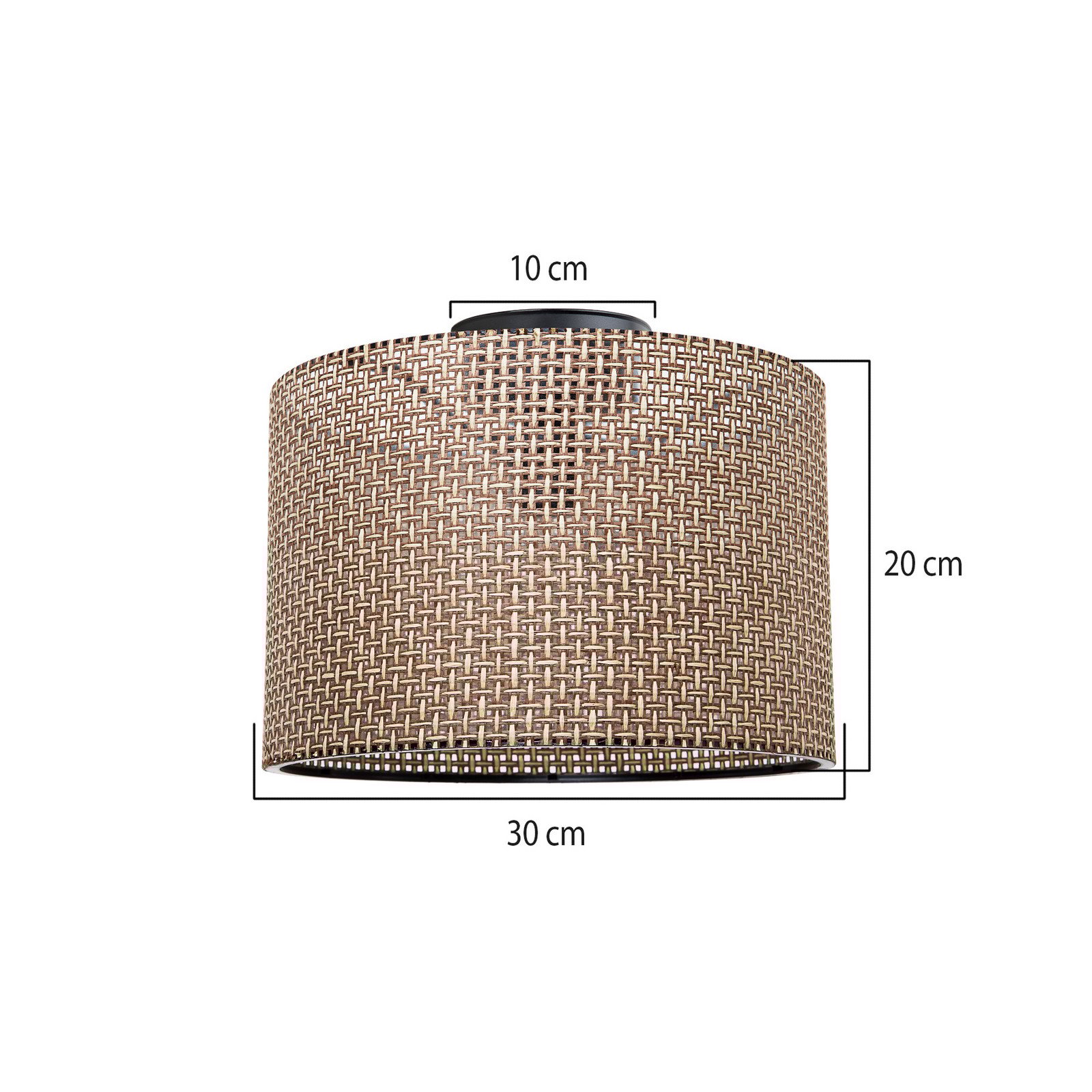 MODELSA Plachetă plafonieră Goza maro cu model pânză Ø 30 cm - Camera de zi / sufragerie - maro cu model negru - Țesătură / Textil