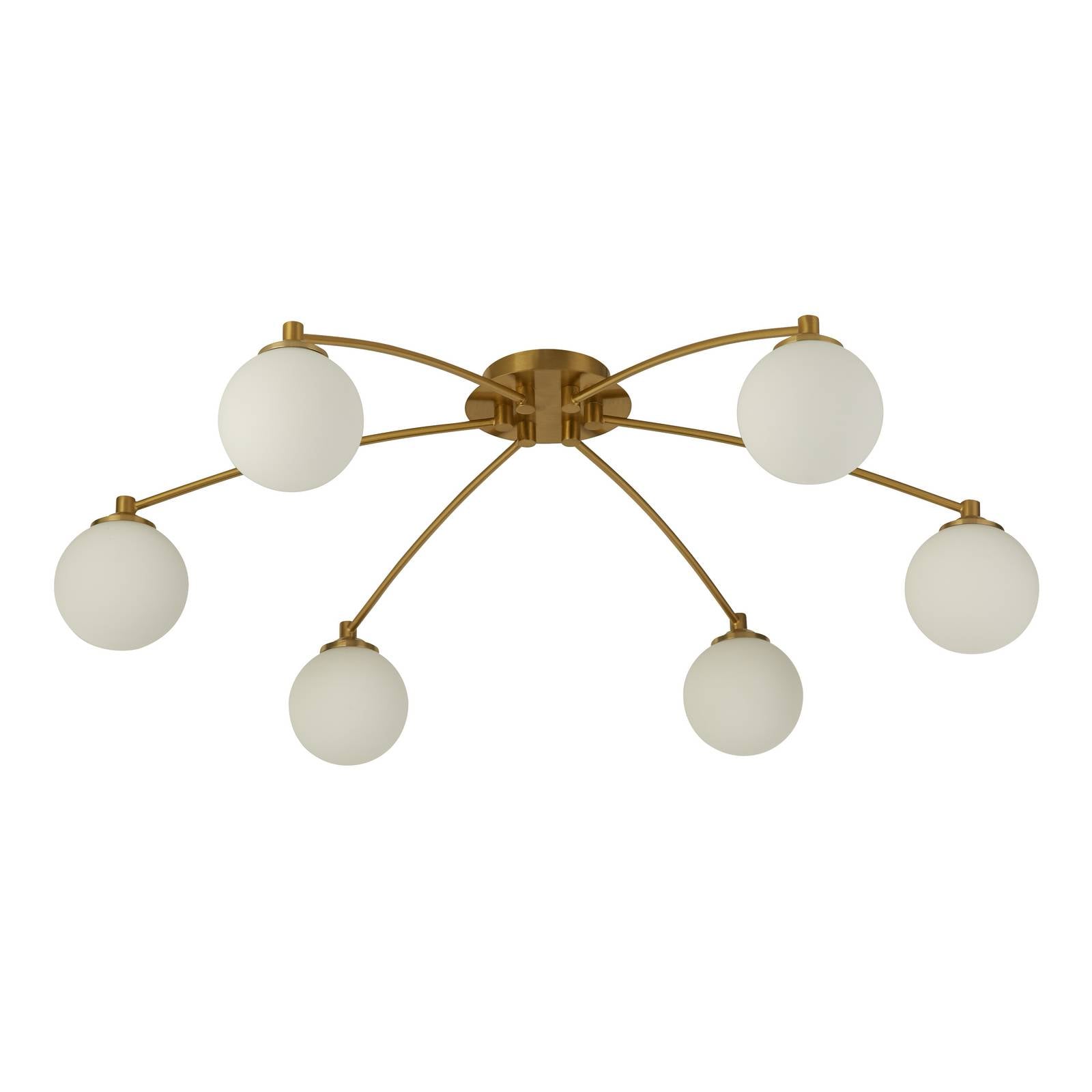 Deckenleuchte Feylinn, weiß/messing, Glas, Ø 75 cm, 6-flg.