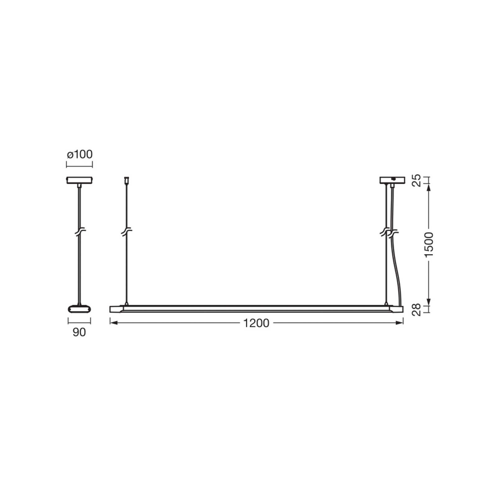 OSRAM LED hanglamp Office line Slab zwart 4.000 K dimbaar