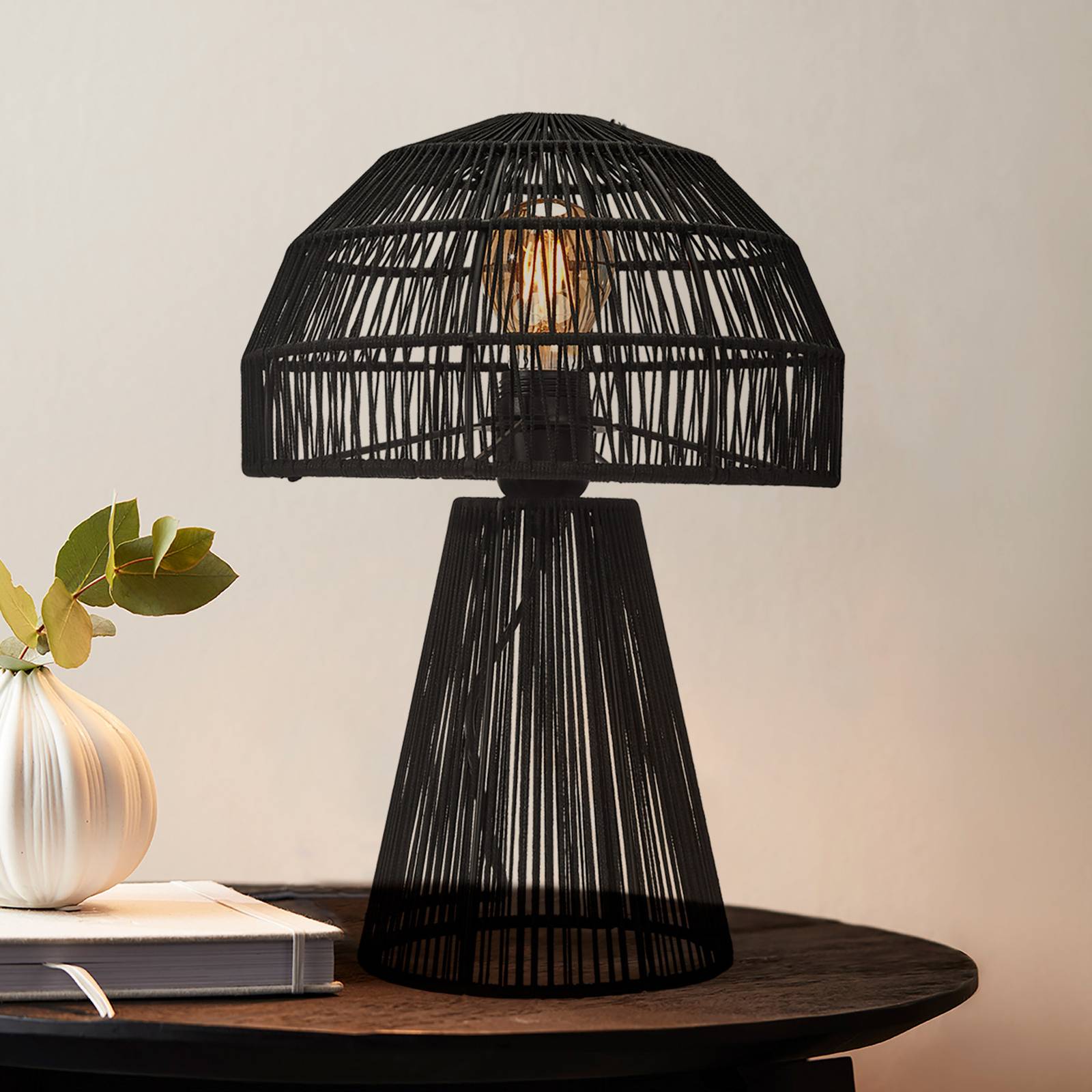 E-shop PR Home Porcini stolová lampa výška 37 cm čierna