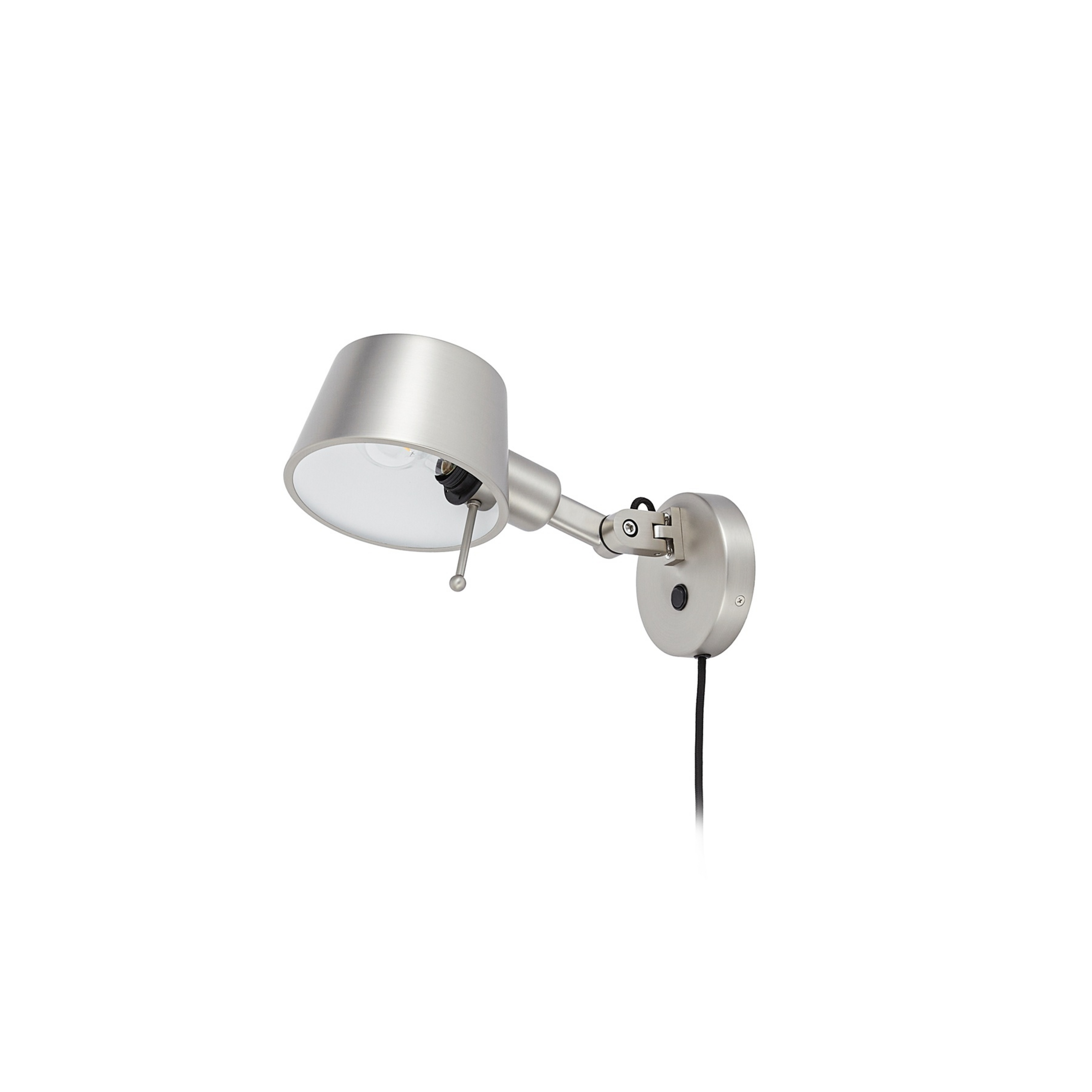 Silka wall light, satin nickel, flexible, 14 cm, plug - Lucande