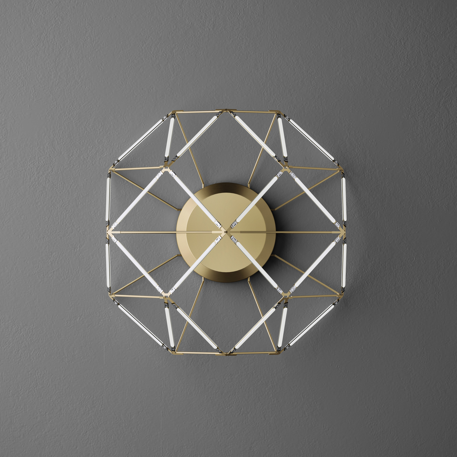 Aplique de parede Euclide LED, dourado, metal, 37,5 cm de largura