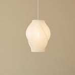 Lucande Hängeleuchte Tovina, Textil, weiß, Ø35cm