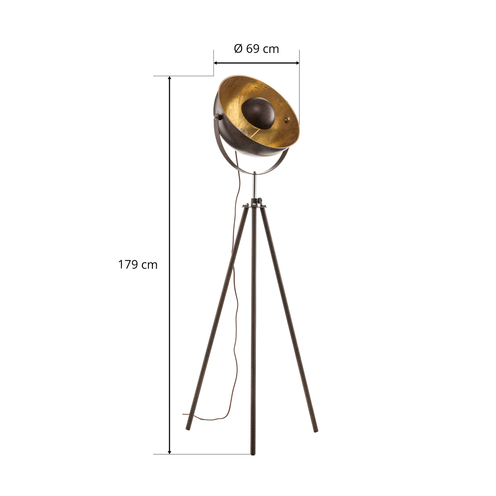 Rust-coloured Xirena I tripod floor lamp