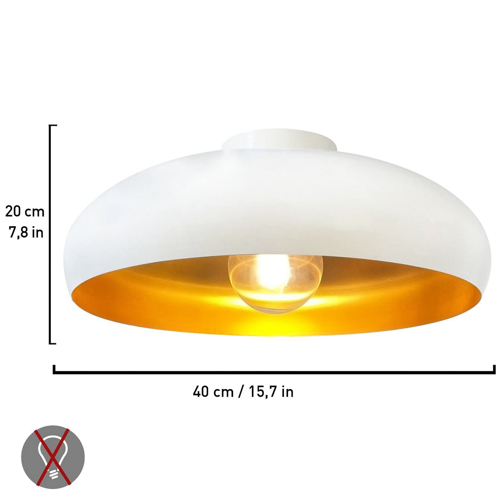 Stropní svítidlo Olli, bílá/zlatá Ø 40 cm, kov, E27