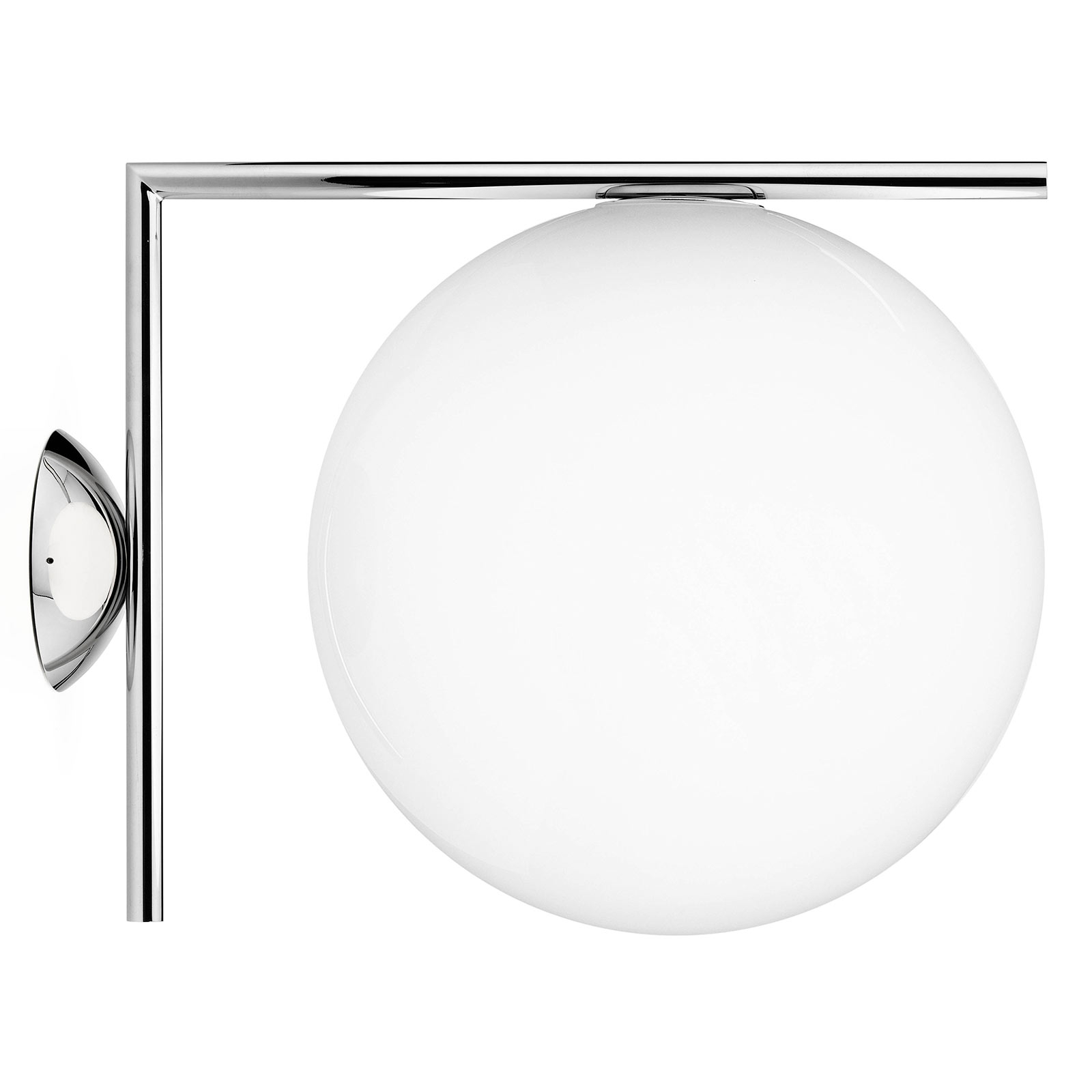 Flos FLOS IC C/W2 wall light, chrome Ø 30 cm, for Living / Dining Room, steel, glass, E27, 205 W, energy efficiency: A++, H: 31.6 cm