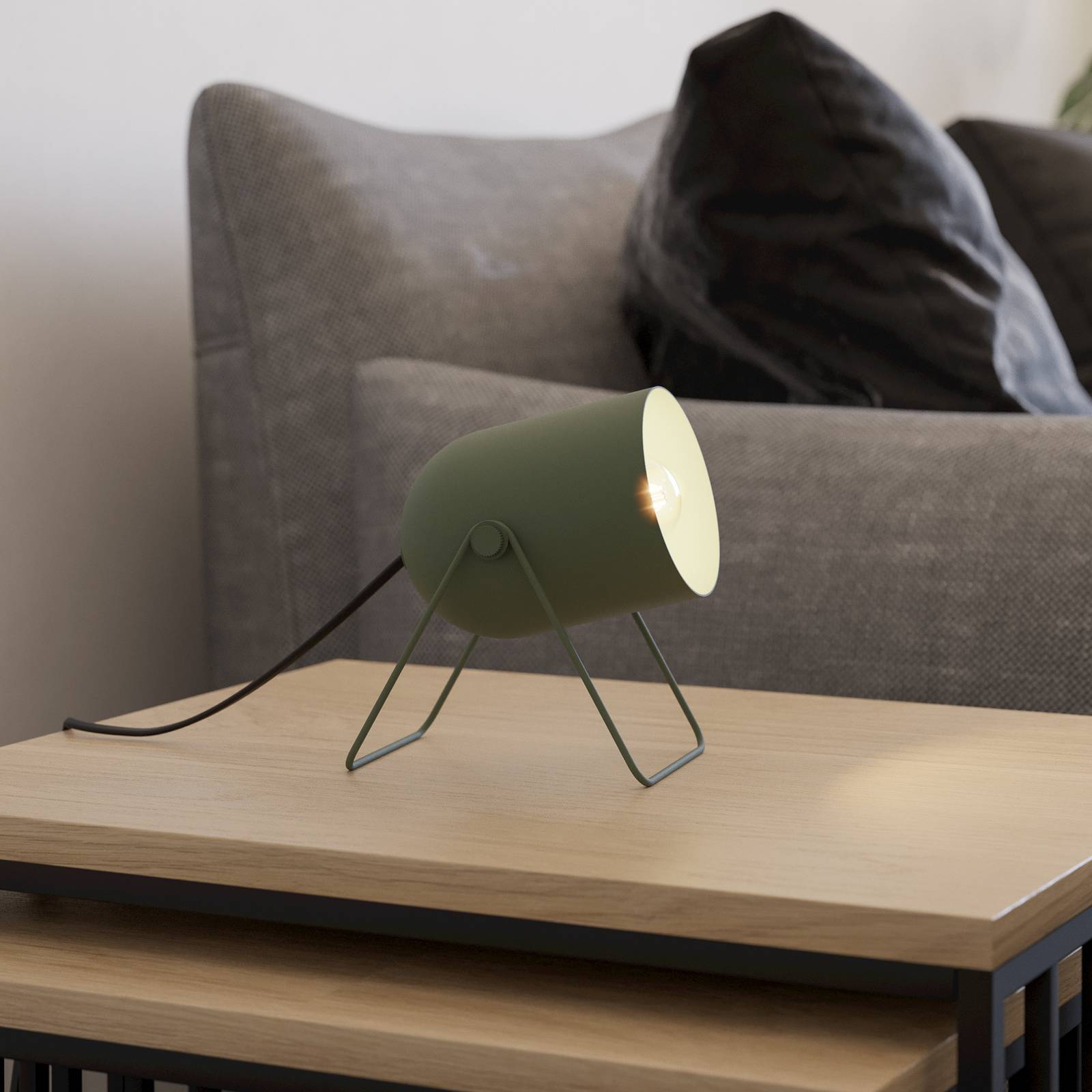 Lampa stołowa Tilston, ciemnozielona, wysokość 15 cm, stal, E14