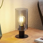 Lampada da tavolo Lindby Emavi, nero/grigio fumo, vetro, E27