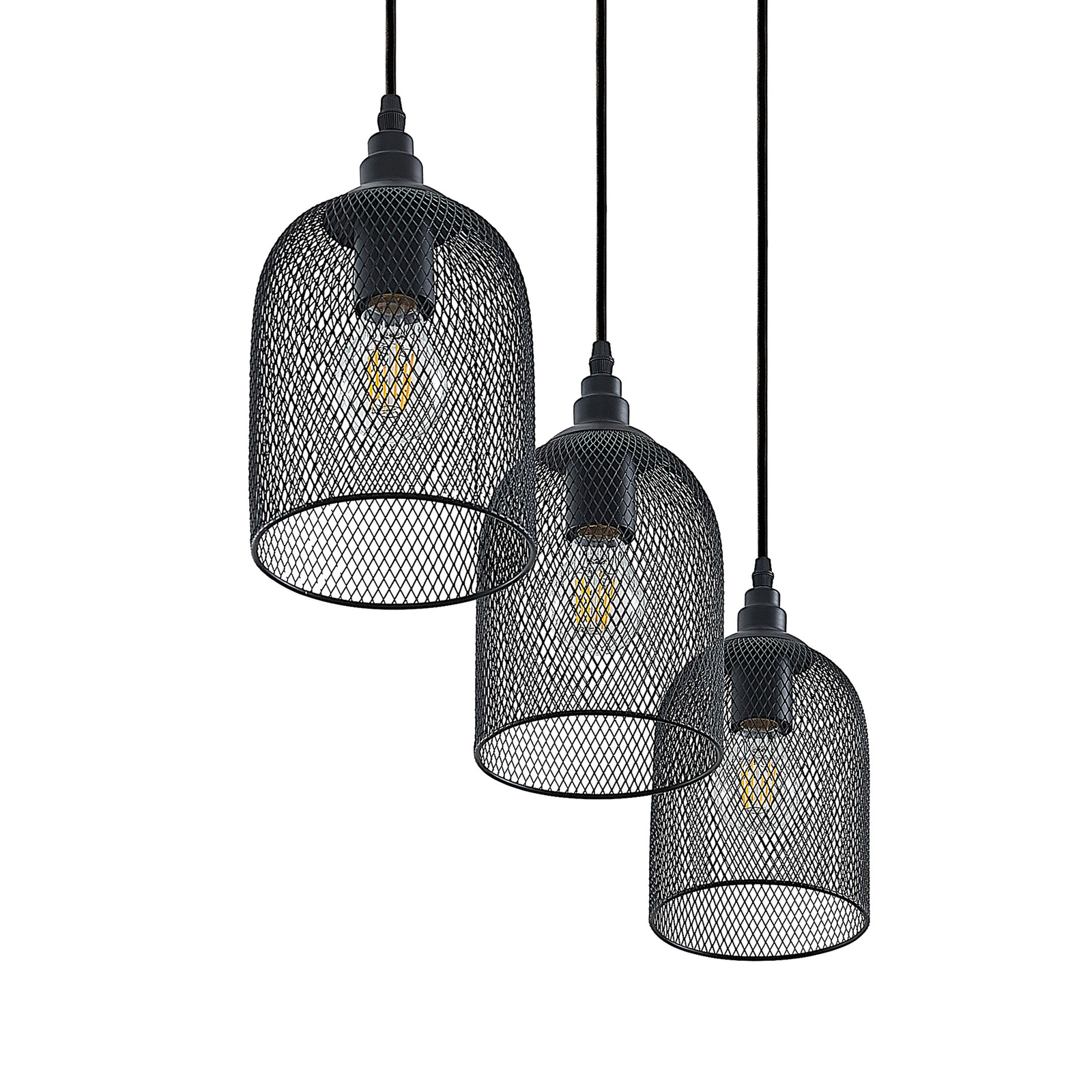 Lindby Dolcin hanging light mesh lampshades 3-bulb