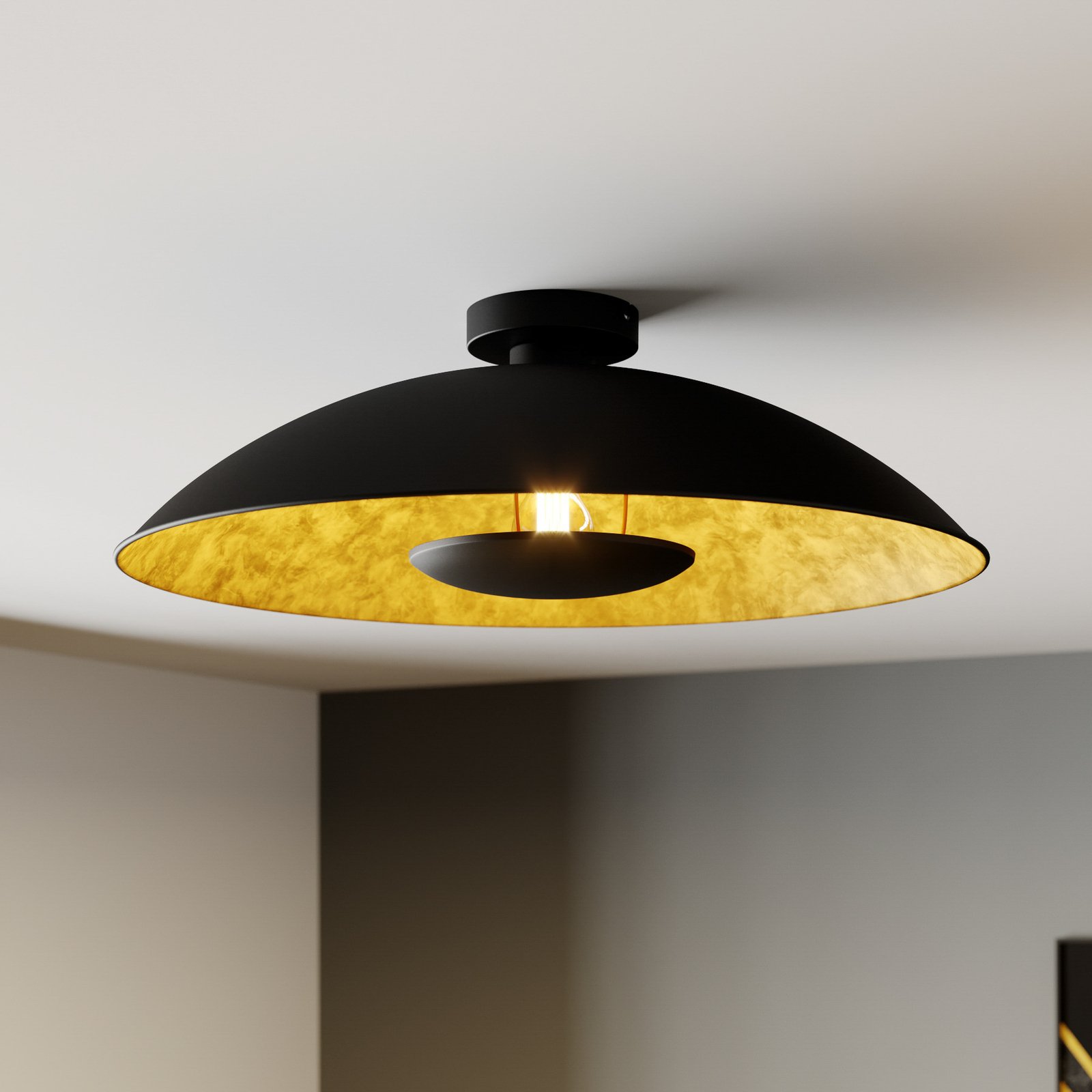 Černo-zlatá stropní lampa Emilienne