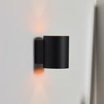 Xera wall light, black, Ø 8 cm, up/downlight, aluminium