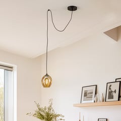 Pendellampe Starla decentral 1 lyskilde, glas ravfarvet