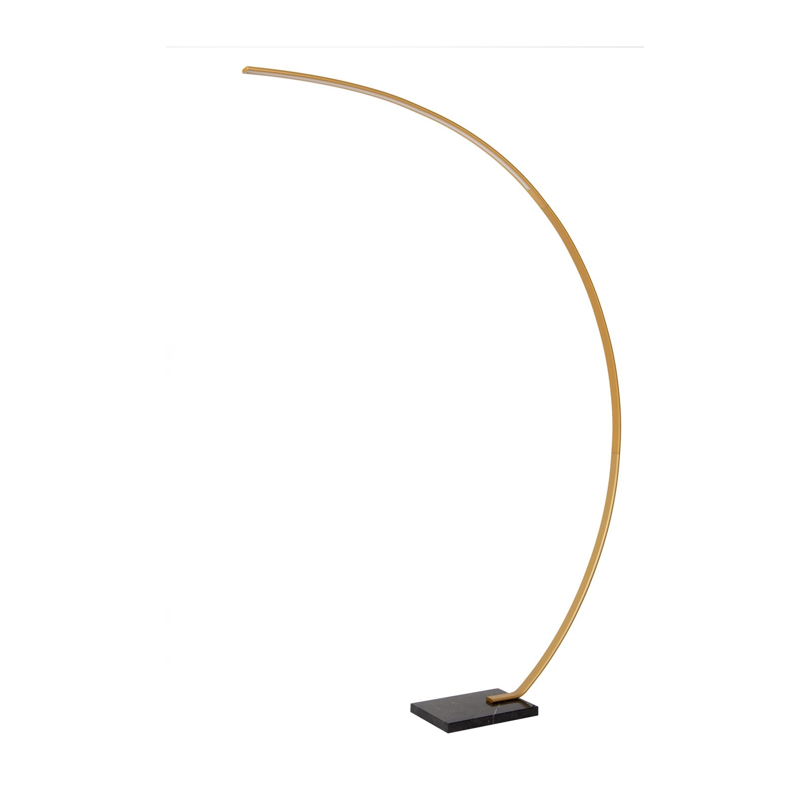 LED-Bogenleuchte Curve, gold matt, Marmor, 192 cm, dimmbar