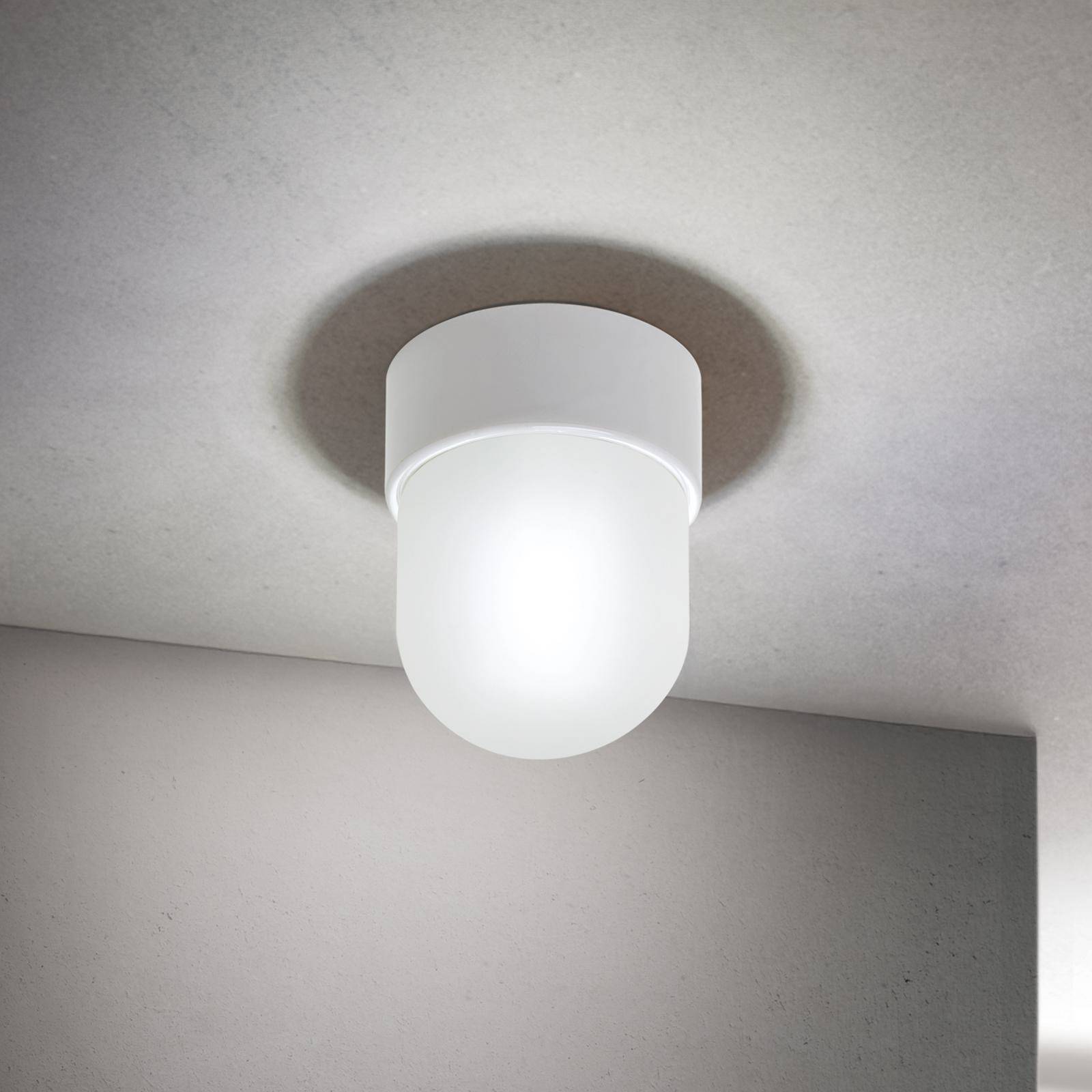 Lampa sufitowa Ostia, biała, ceramika, szkło satynowane, E27