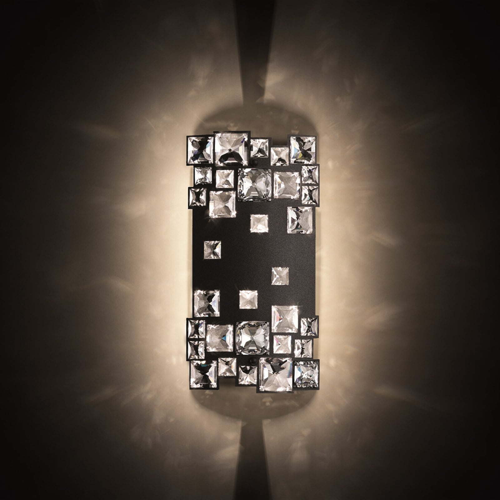 Swarovski Mosaix - wall light in black with crystals, for Living / Dining Room, metal, crystal, G9, 25 W, energy efficiency: A++, L: 15.5 cm, H: 31 cm