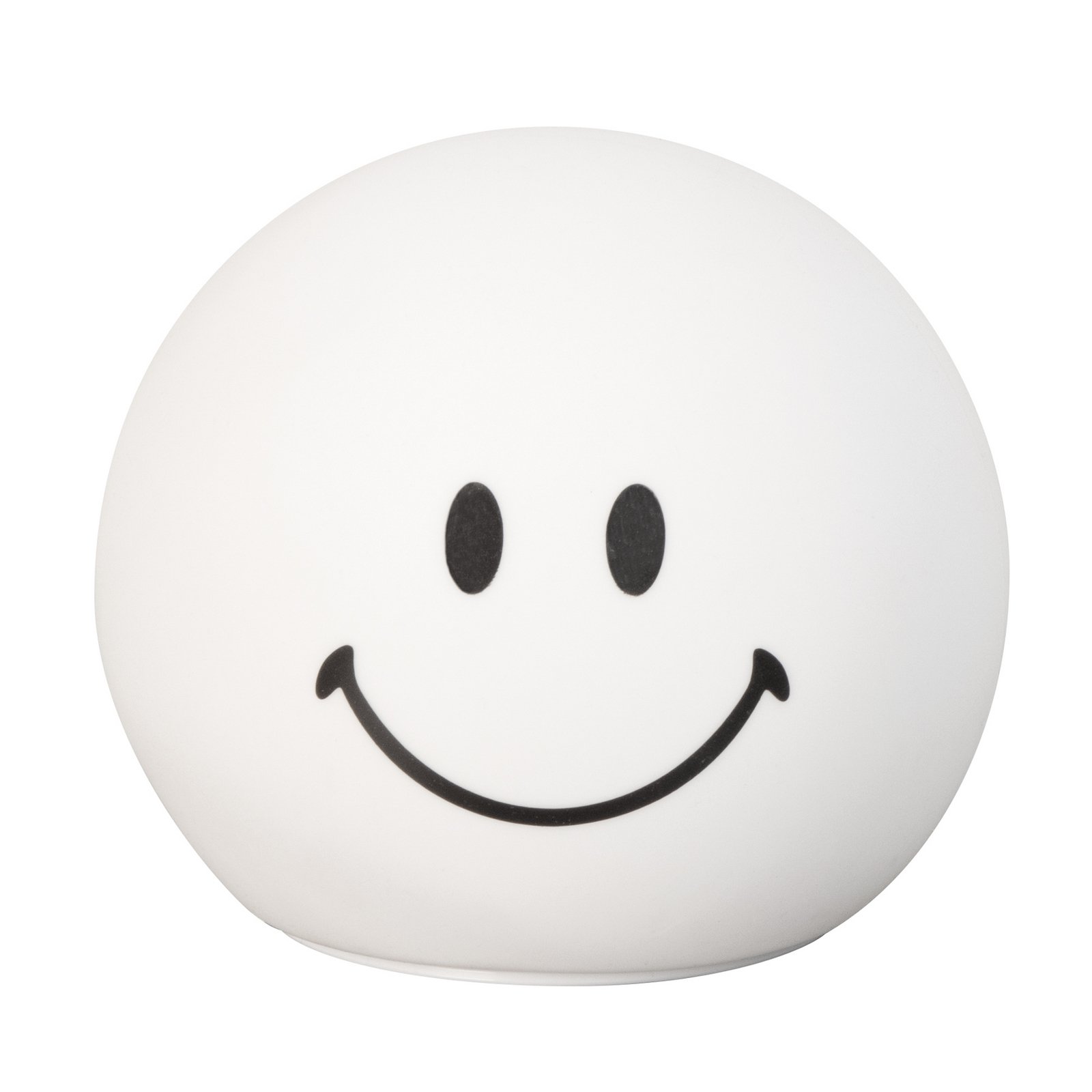 Lampă LED cu baterie Smiley, albă, Ø 13 cm, silicon