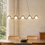Lampada a sospensione Sinus 5, nero/opale, vetro, lunghezza 110 cm
