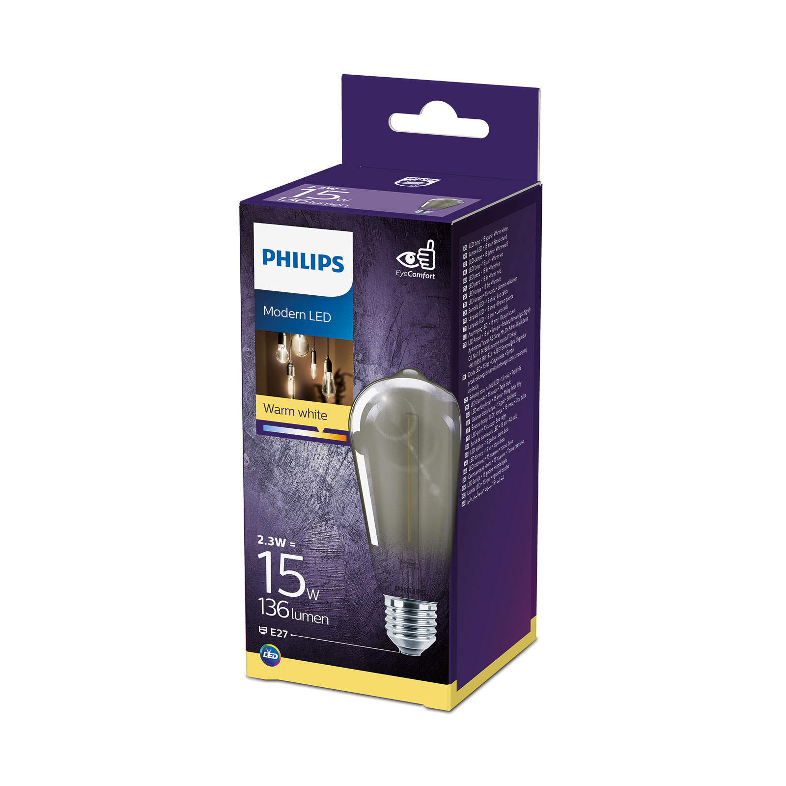 Philips Classic LED žiarovka dymová E27 ST64 2,3W