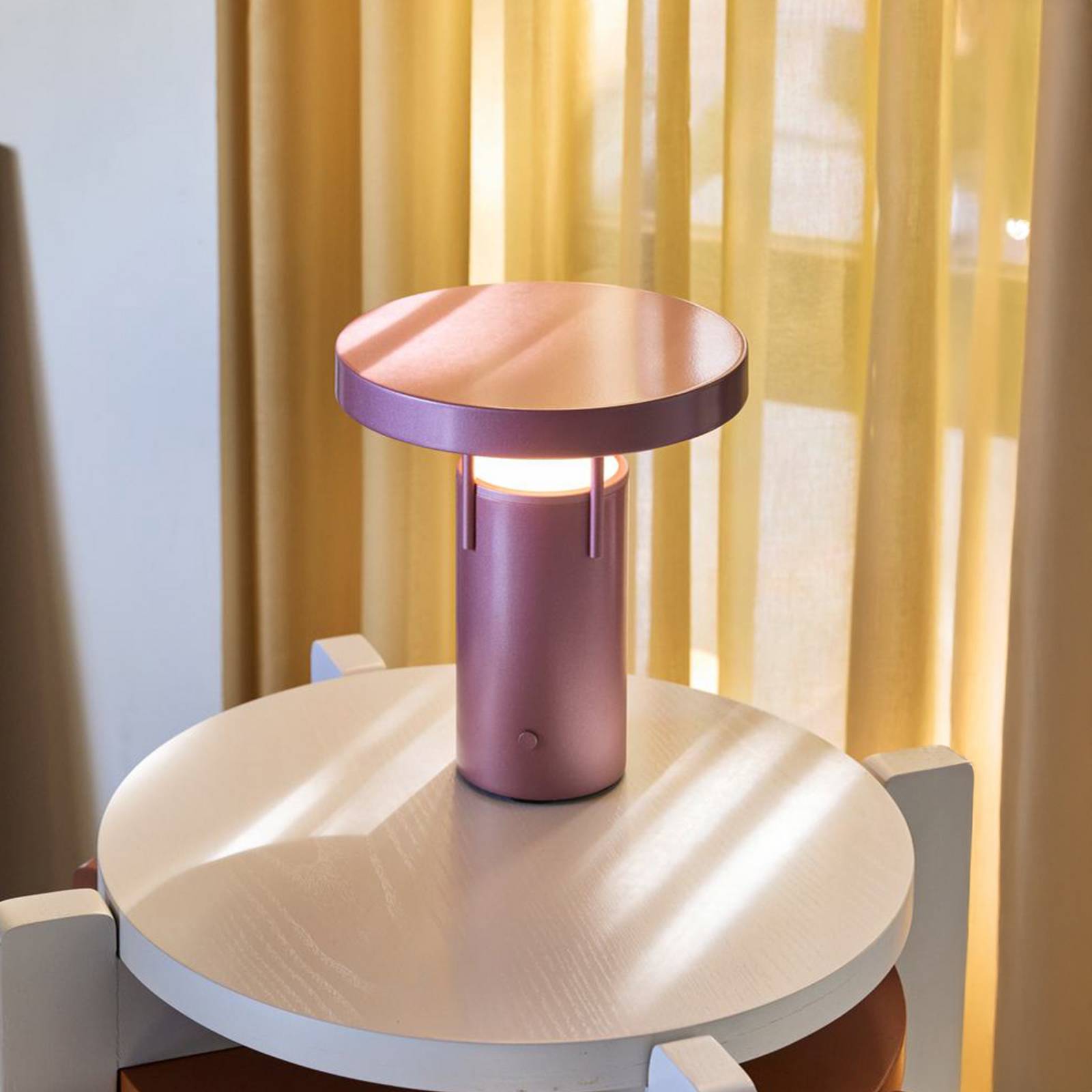 HÜBSCH LED-Akku-Tischlampe BringMe Mini, pink metallic, 20cm günstig online kaufen