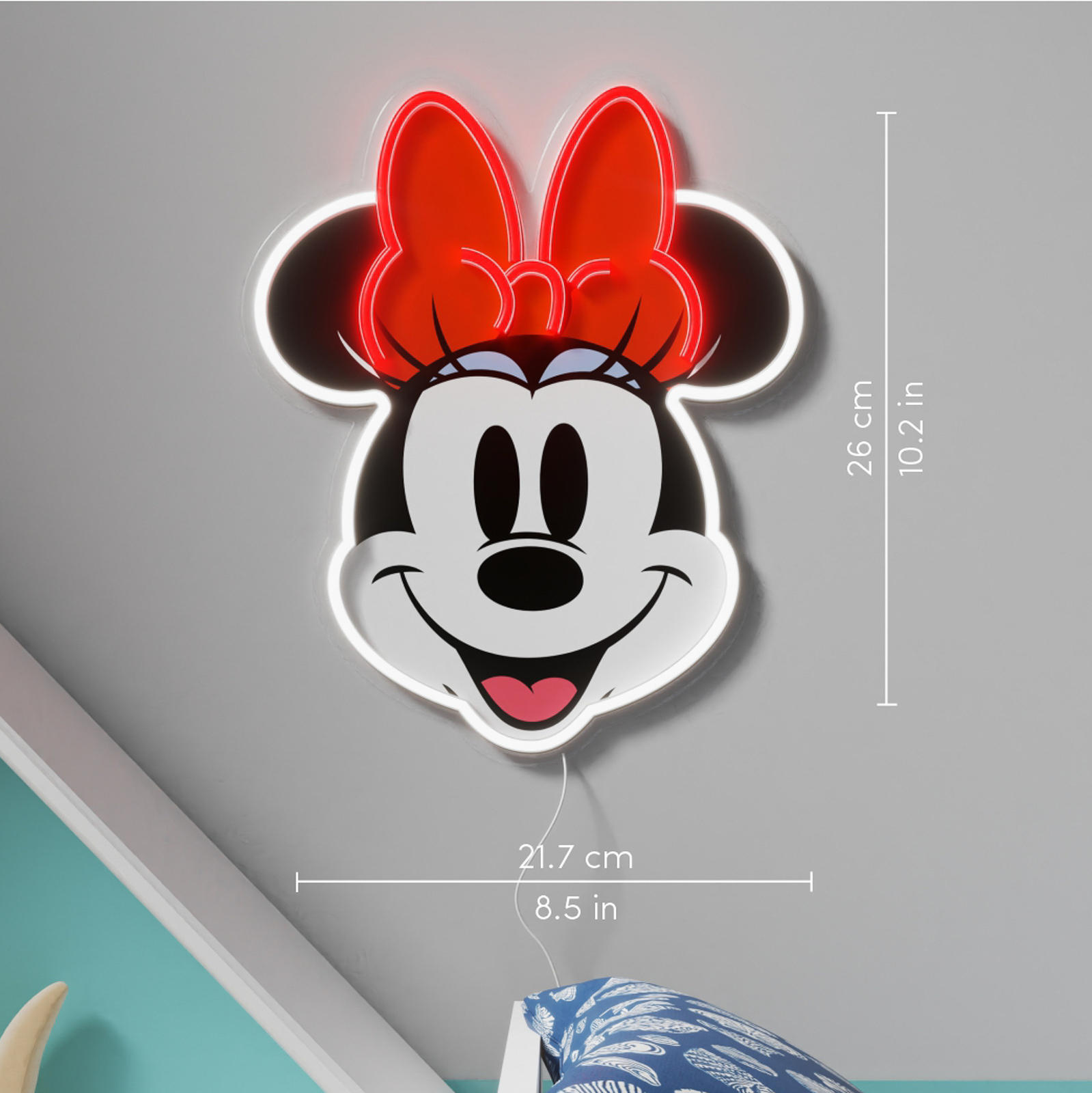 "YellowPop" "Disney" Minnie su atspausdintu veidu sieninis šviestuvas