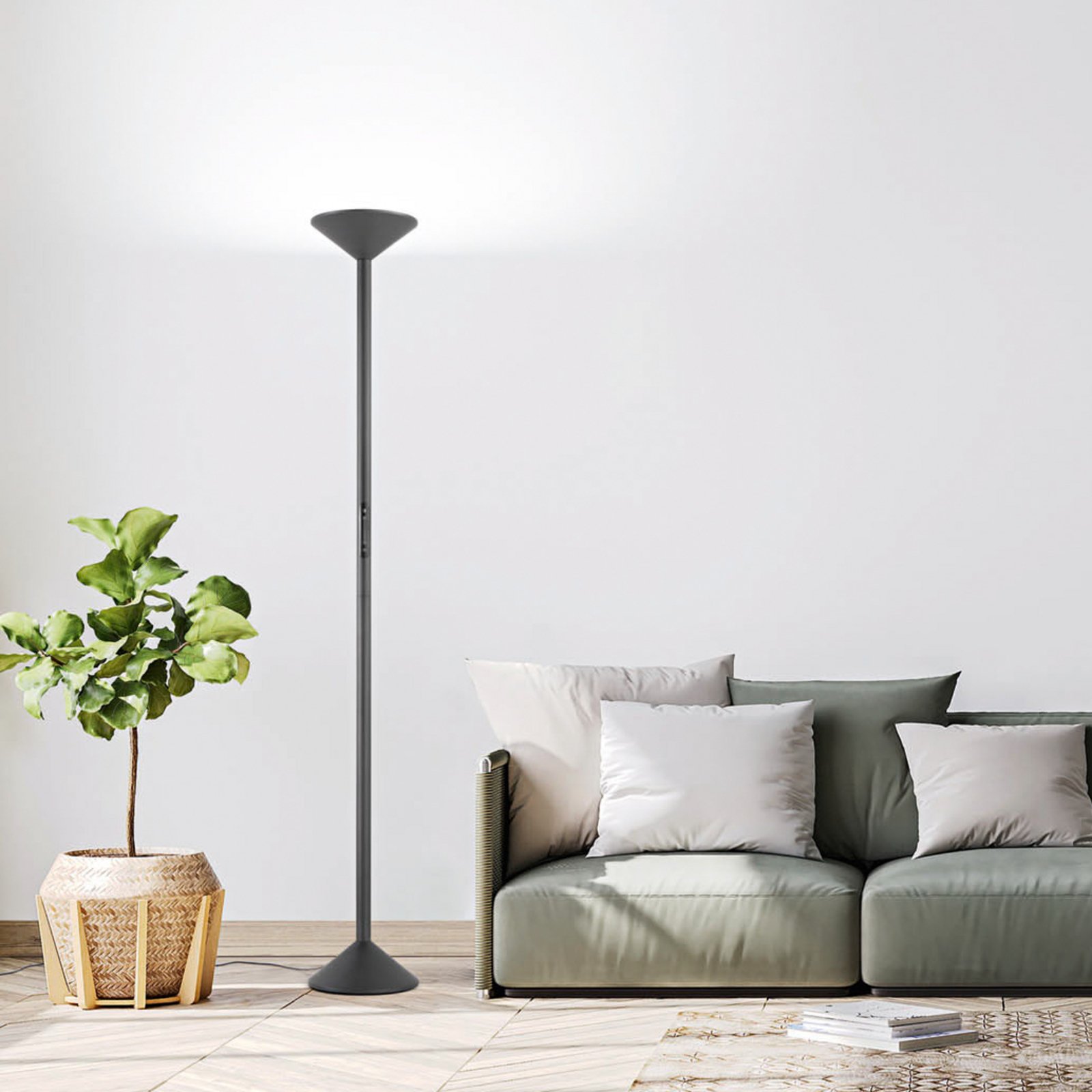 LED floor lamp Tratto, anthracite, metal, CCT, dimmable