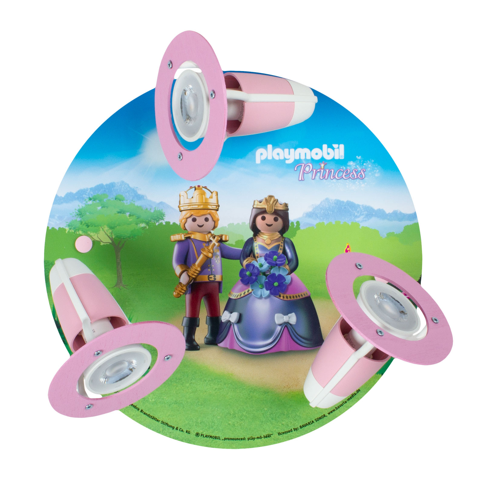 Elobra PLAYMOBIL Princess ceiling light, 3 spots, for Children's Room, wood, GU10, 6 W, energy efficiency: A++, H: 20 cm