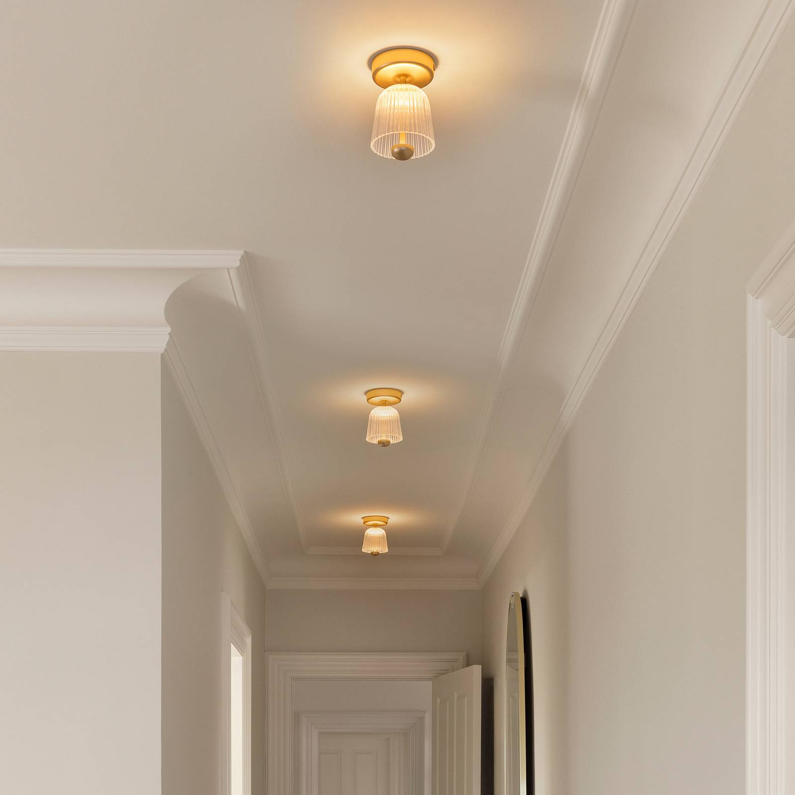 Nuura LED-Deckenlampe Asteea, Ø 12 cm, messingfarben/klar günstig online kaufen