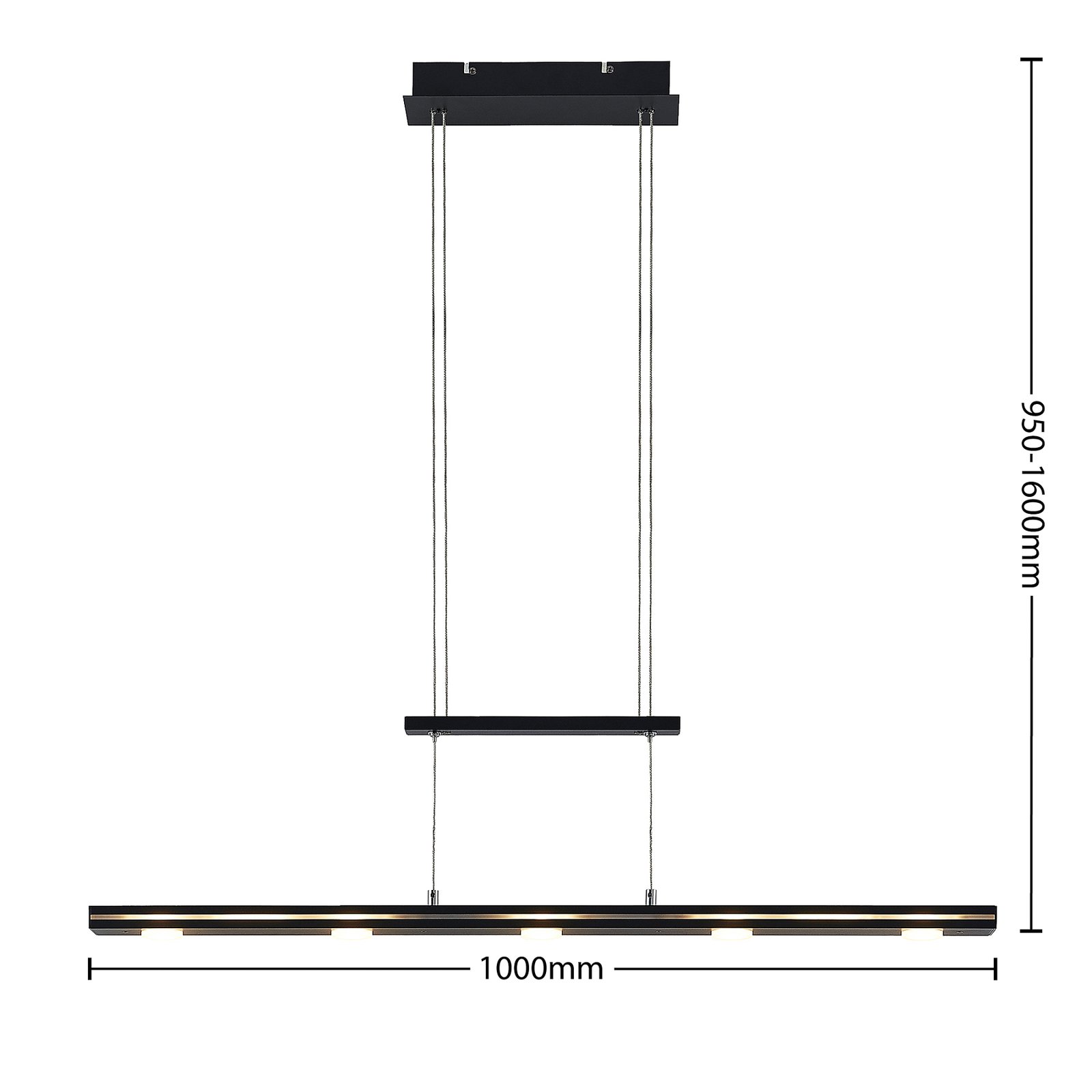 Lindby Naiara LED hanglamp, zwart