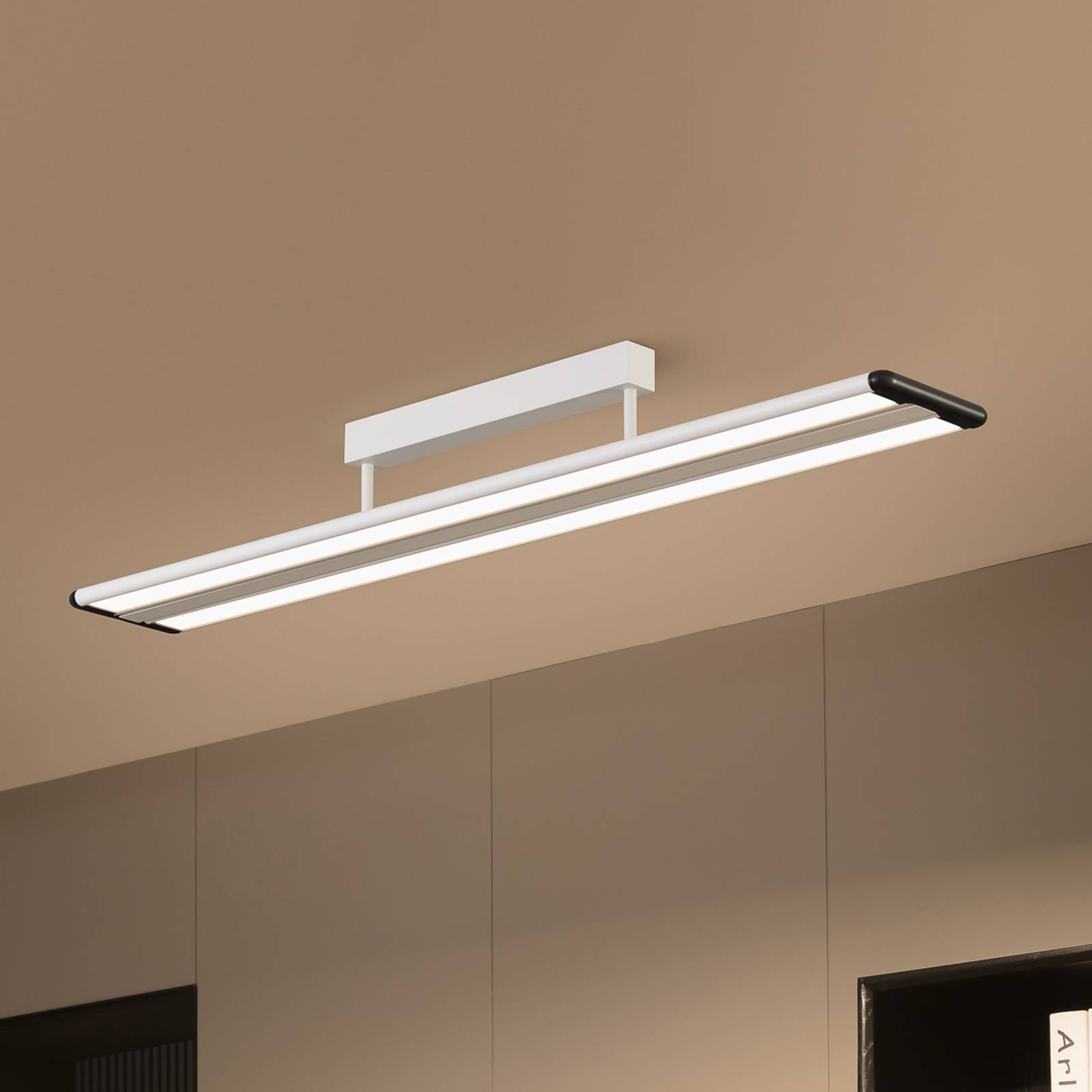 Prios Yuela plafonnier LED DALI 120 cm argenté