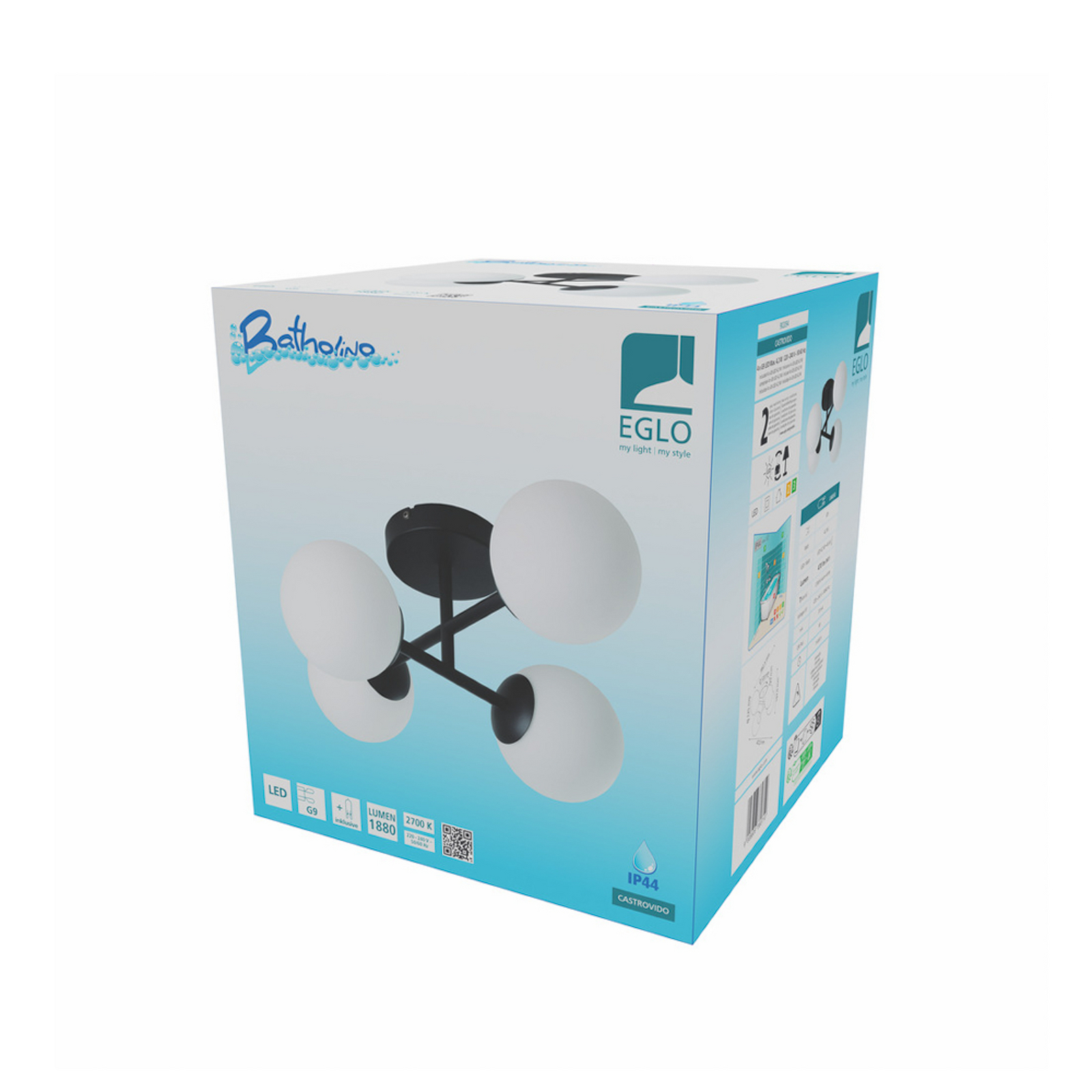 EGLO Deckenlampe CASTROVIDO schwarz 48 cm 4-flg. IP44 G9-LED