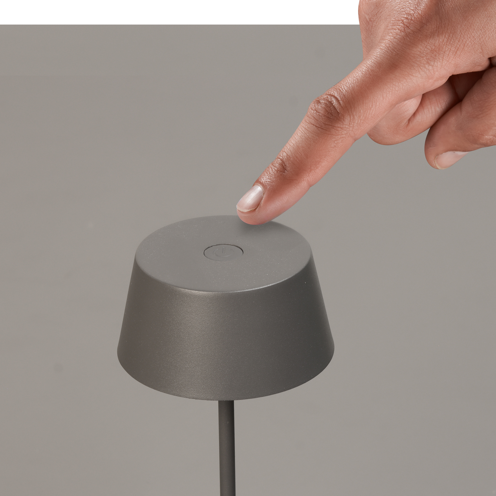 Sienna Pro LED rechargeable table lamp, sand grey, 24 cm, metal IP54